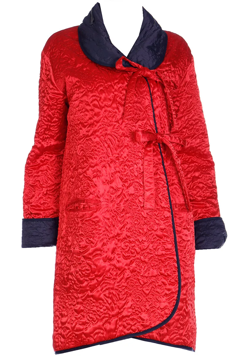 1980s Sonia Rykiel Vintage Reversible Quilted Red & Black Coat W Hood