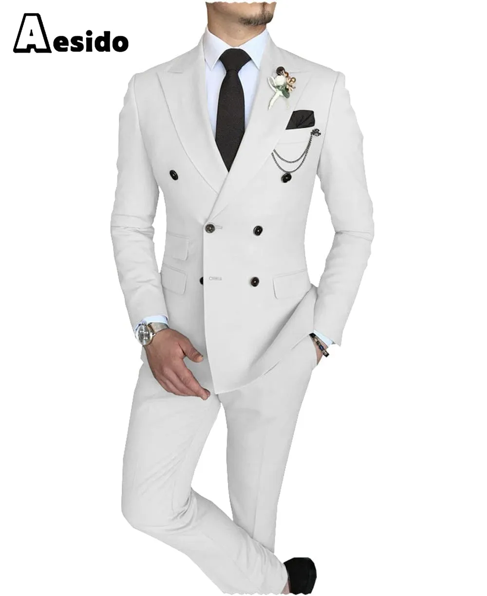 2 Pieces Mens Suit Notch Lapel Blazer (Blazer Pants)