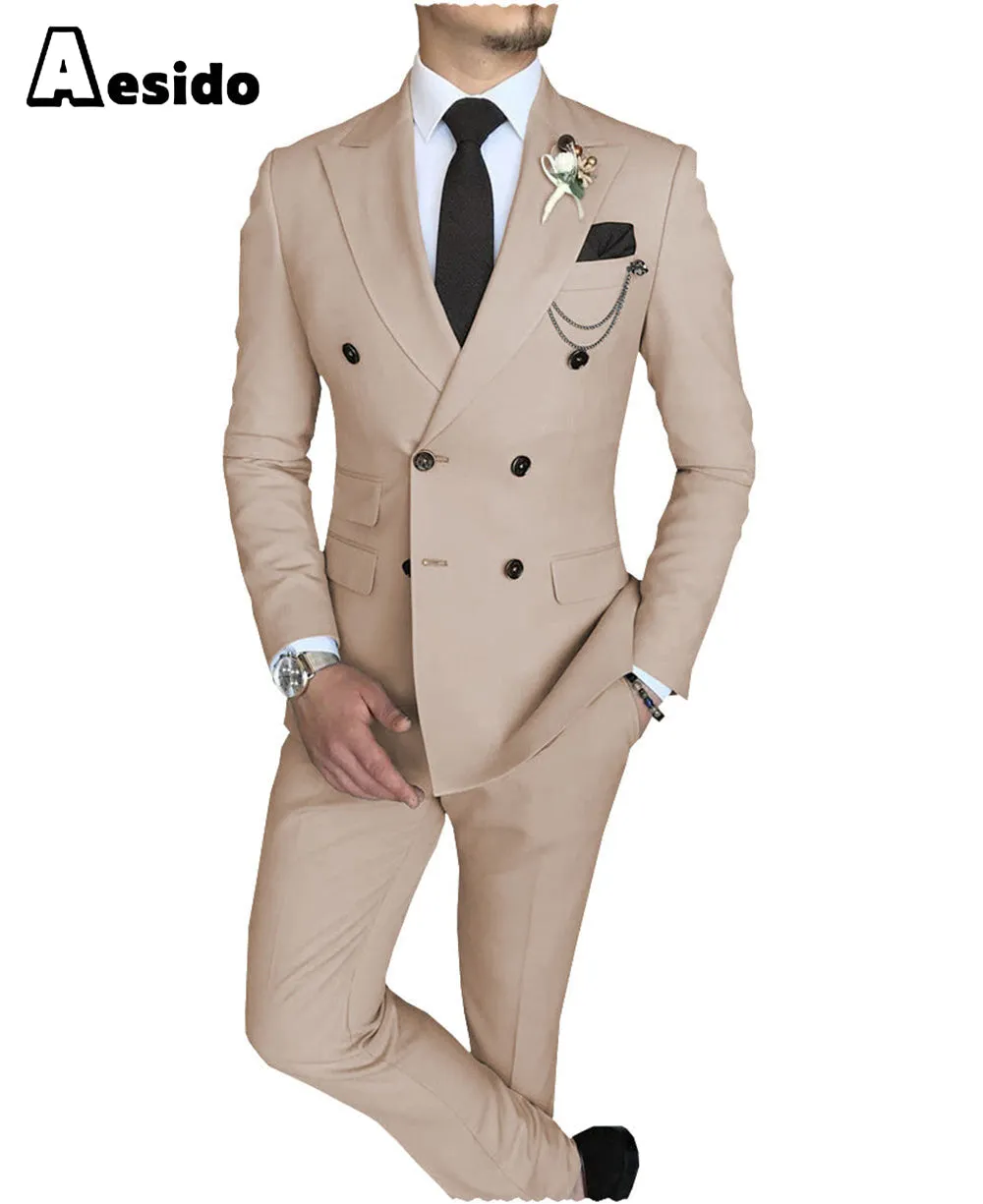 2 Pieces Mens Suit Notch Lapel Blazer (Blazer Pants)