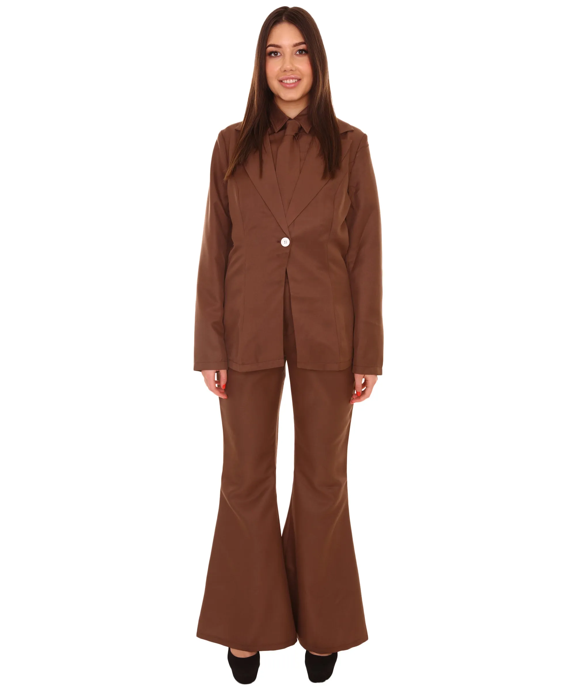 Adult Women's Deluxe Party Suit Costume | Dark Brown Cosplay Costume