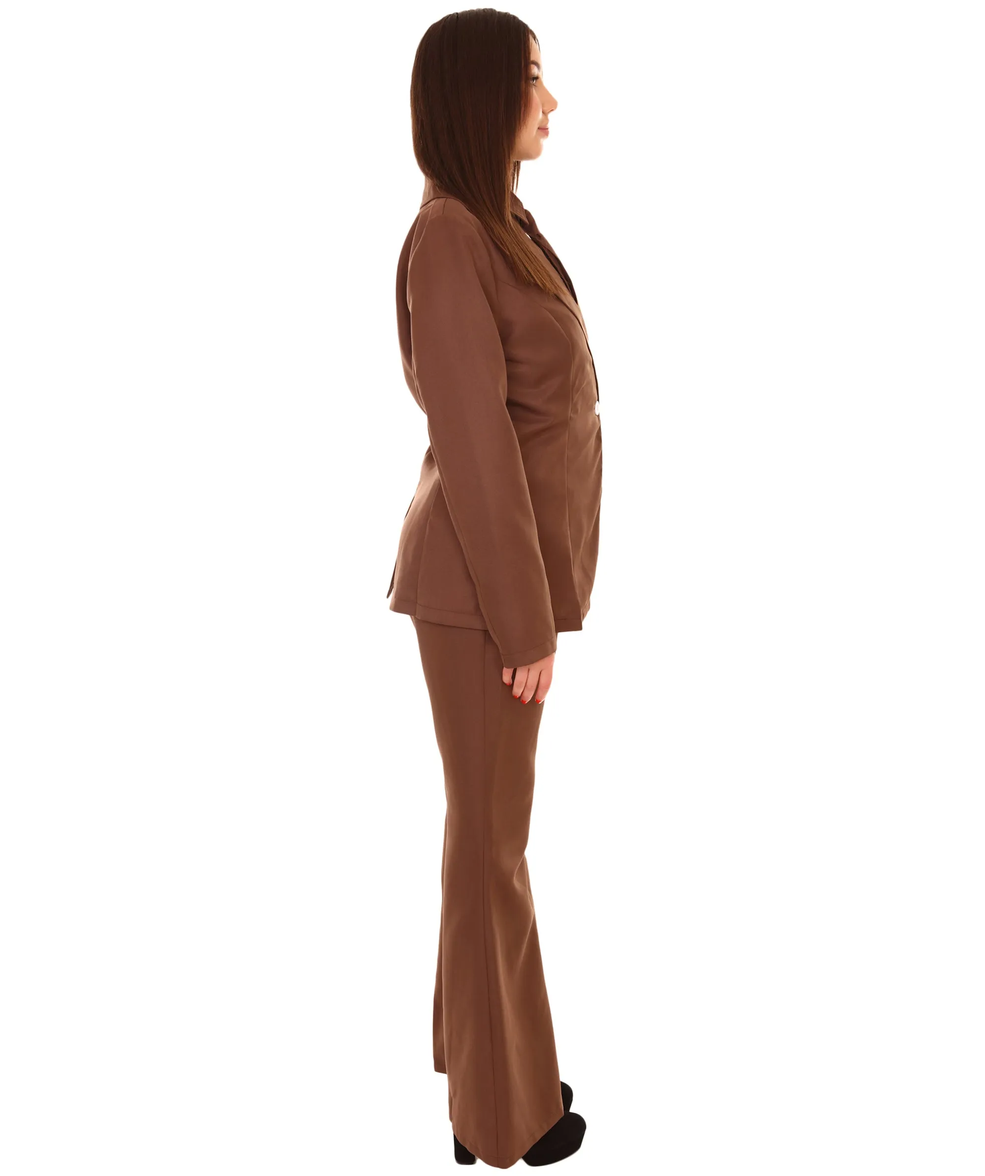 Adult Women's Deluxe Party Suit Costume | Dark Brown Cosplay Costume