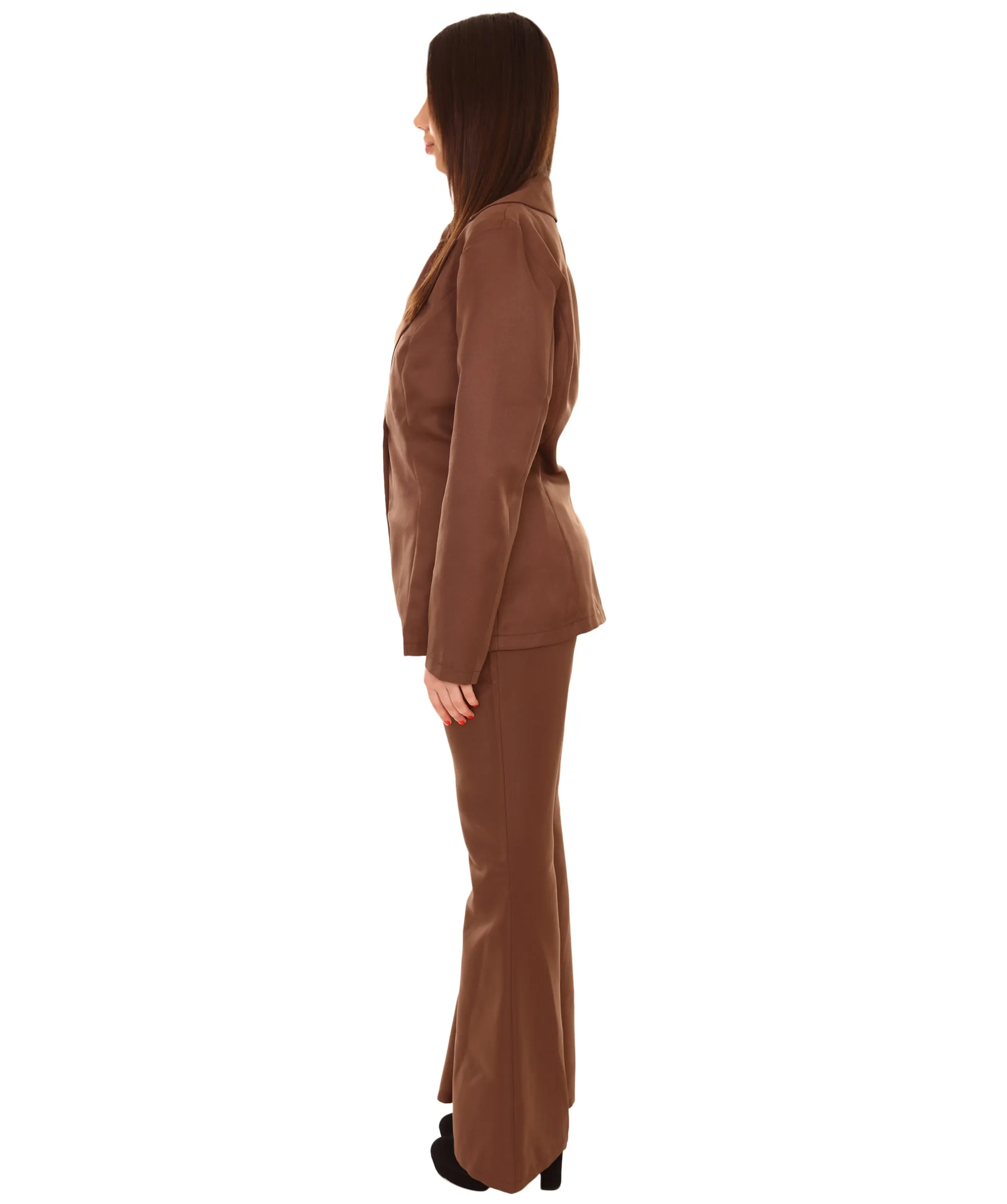 Adult Women's Deluxe Party Suit Costume | Dark Brown Cosplay Costume