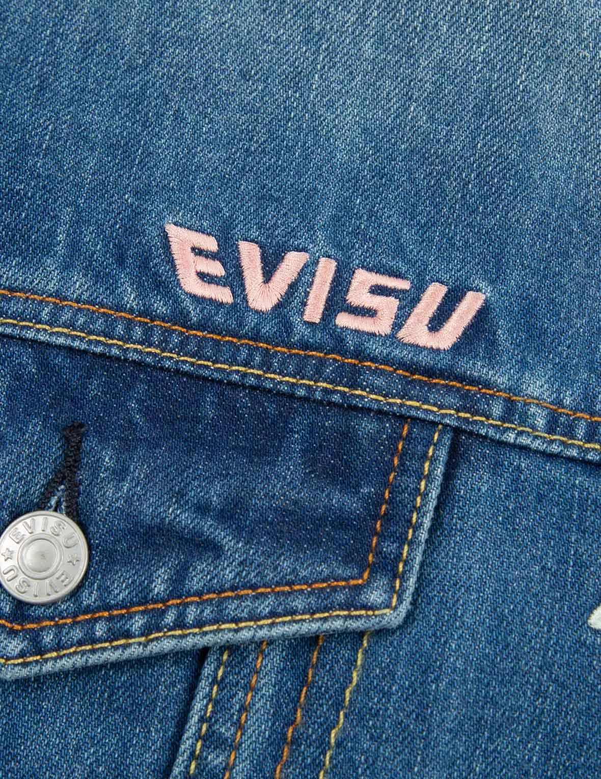 Allover Seagull Embroidery Denim Jacket