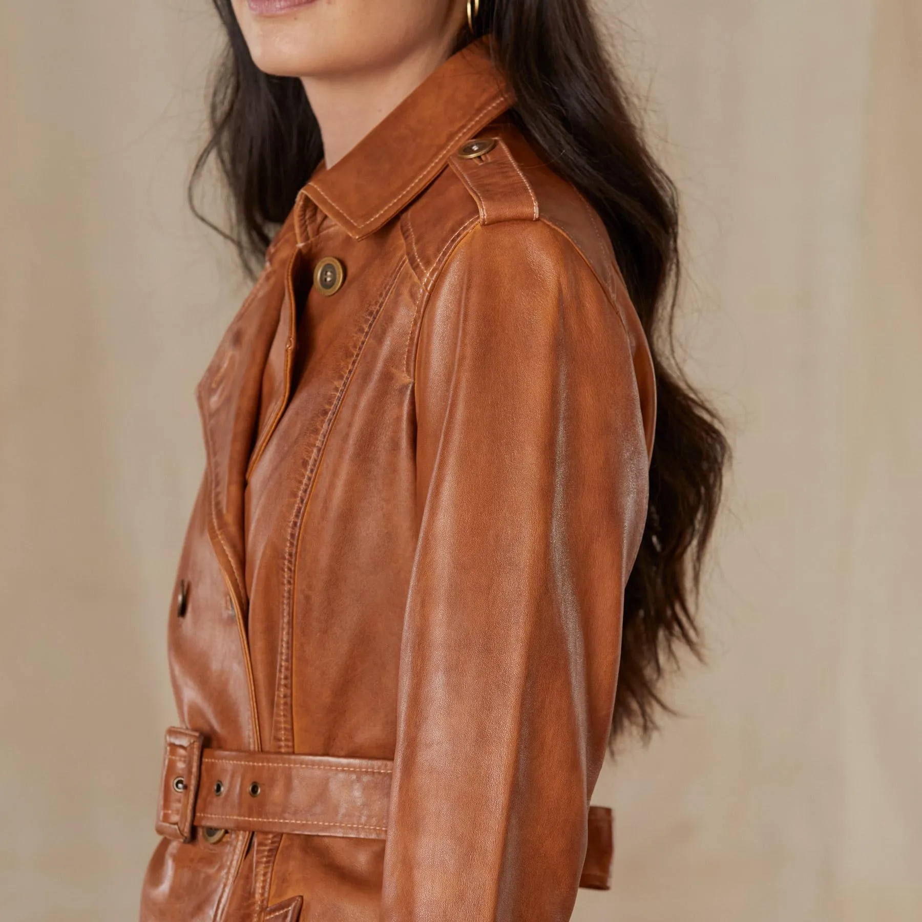 Araminta Leather Trench Coat