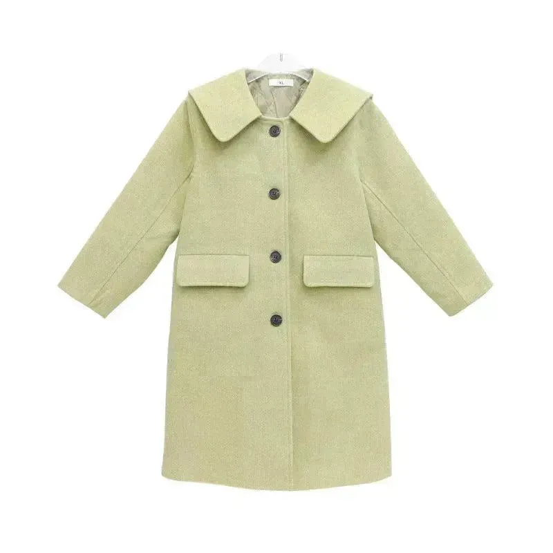 Baby-collar Middle And Big Children's Woolen Coat With Cotton Padded