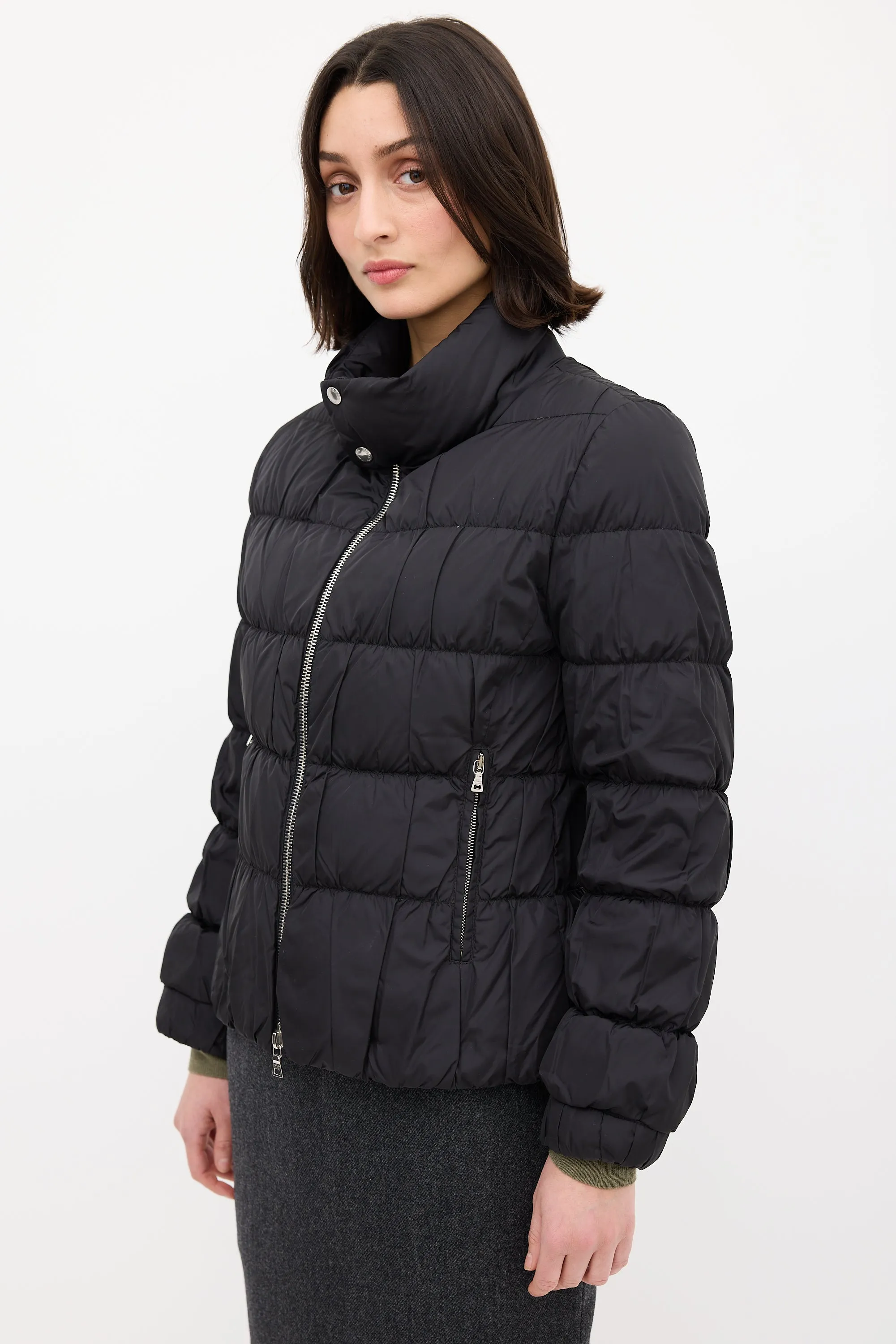 Black Down & Nylon Puffer Jacket