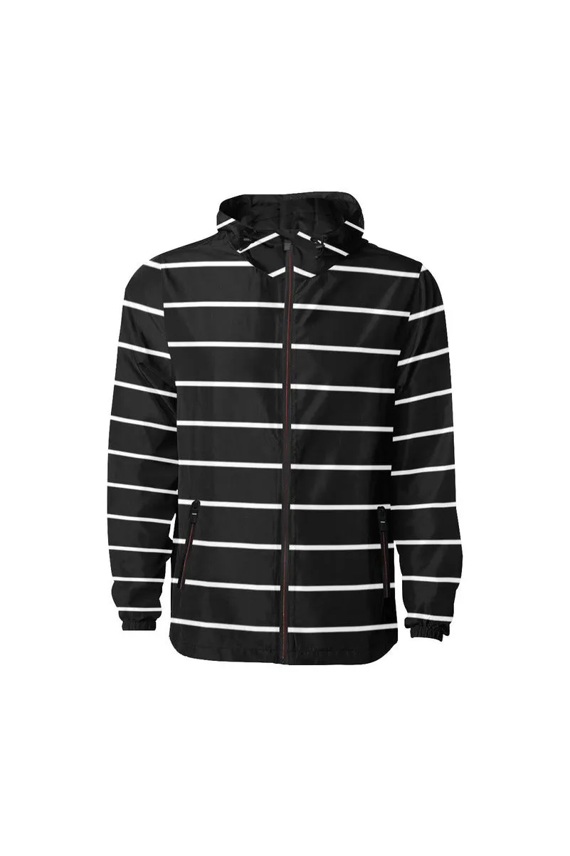 Black Striped All Over Print Quilted Windbreaker for Men (Model H35)