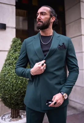 Bojoni Bath Green Slim Fit 2 Piece Double Breasted Buckle Suit