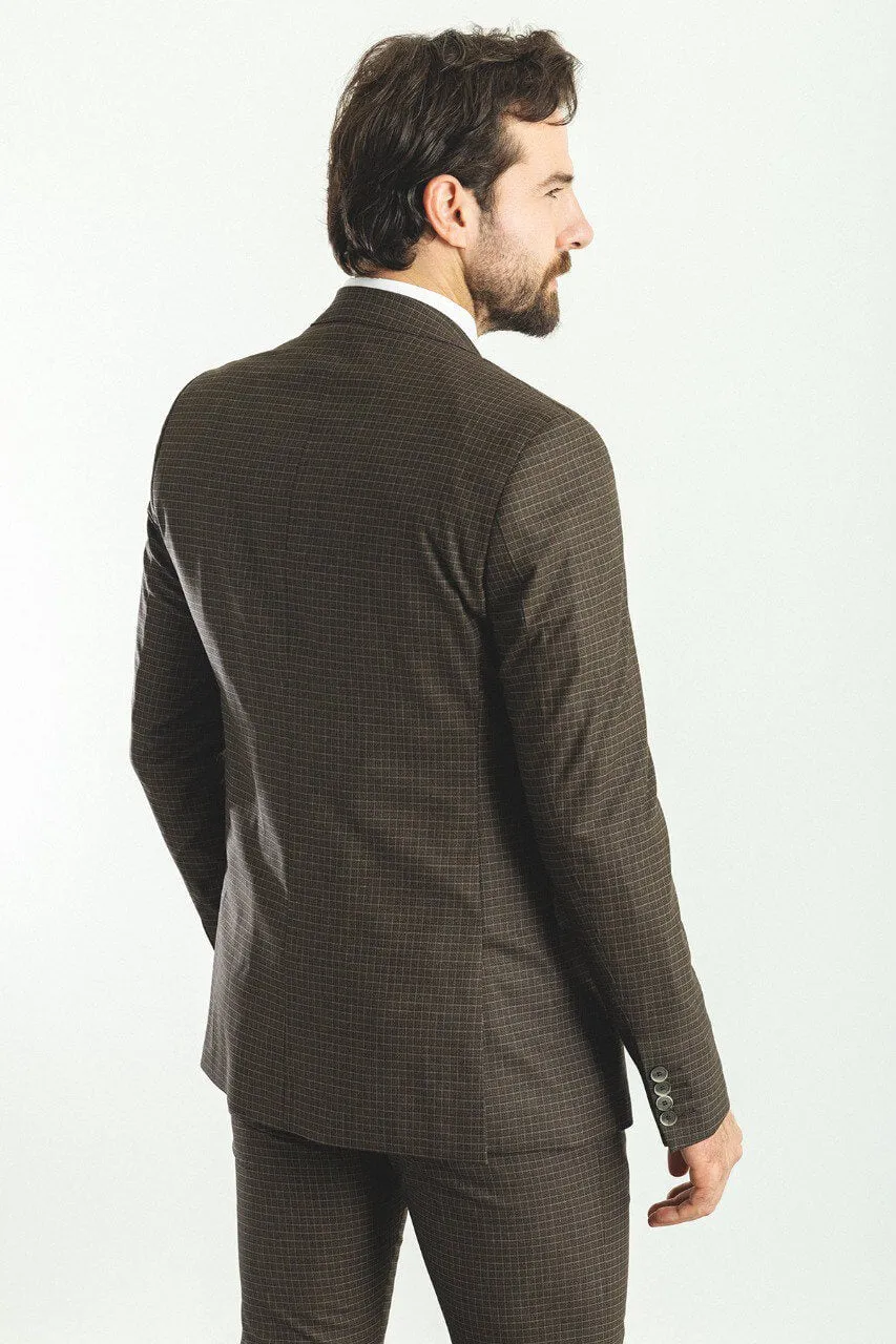 Brown Checkered 3-Piece Suit