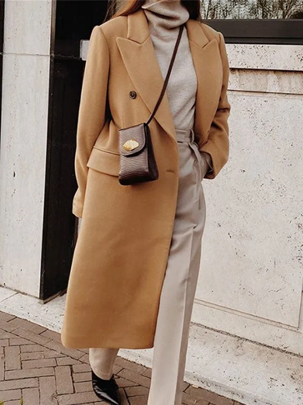 Buttoned Front Maxi Woolen Coat