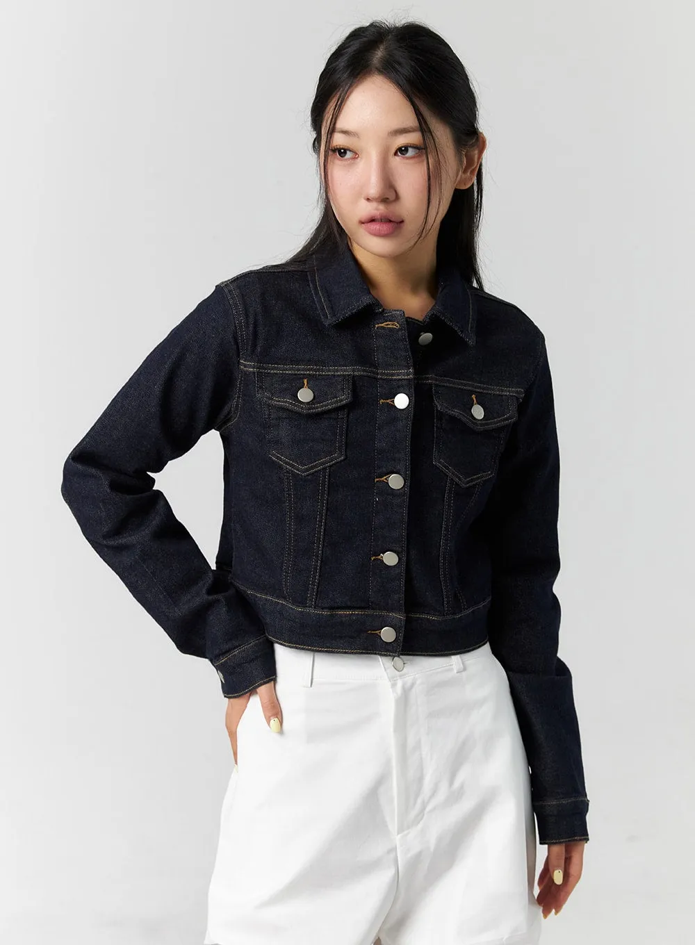 Buttoned Pocket Denim Jacket CS302