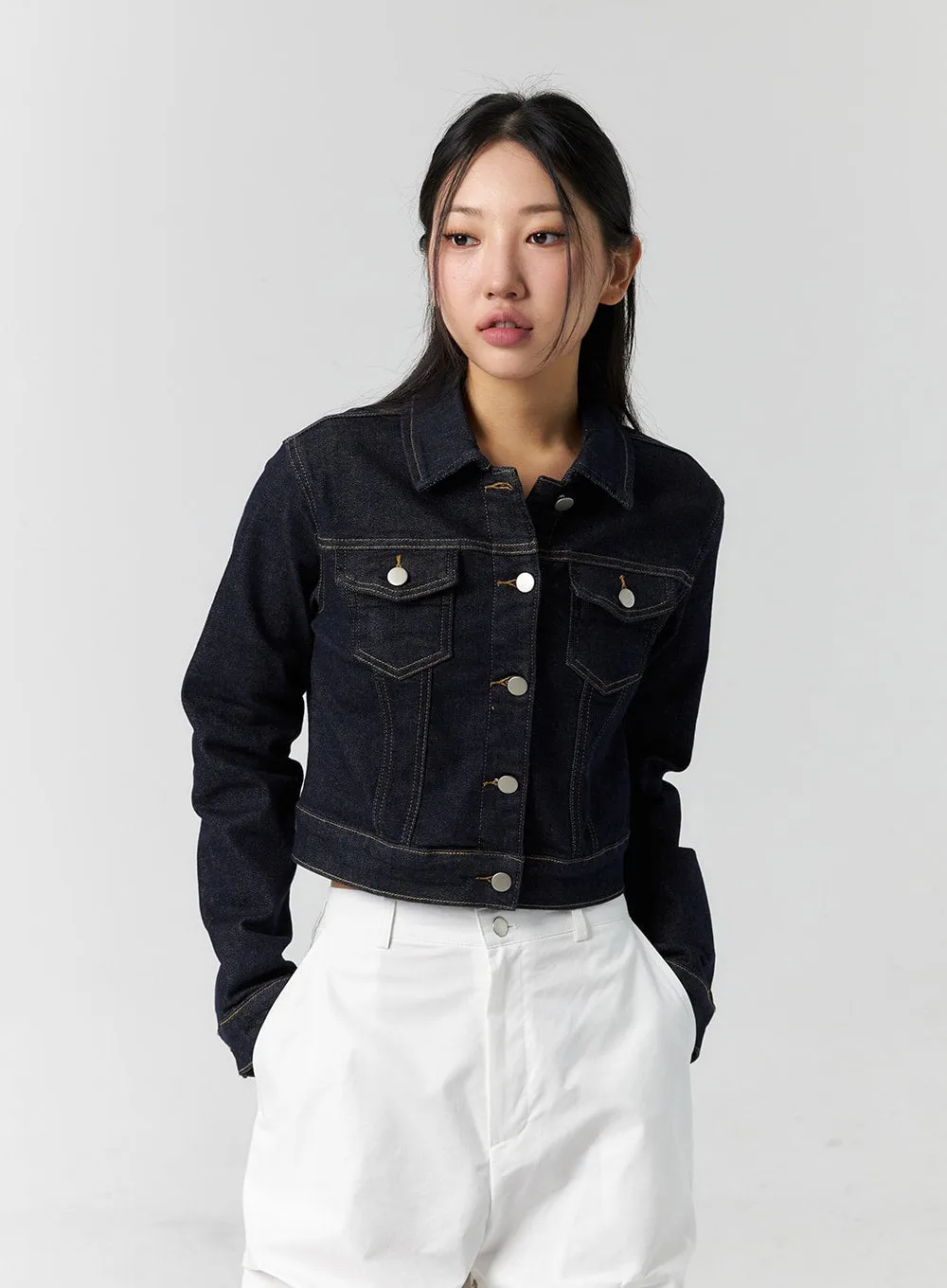 Buttoned Pocket Denim Jacket CS302