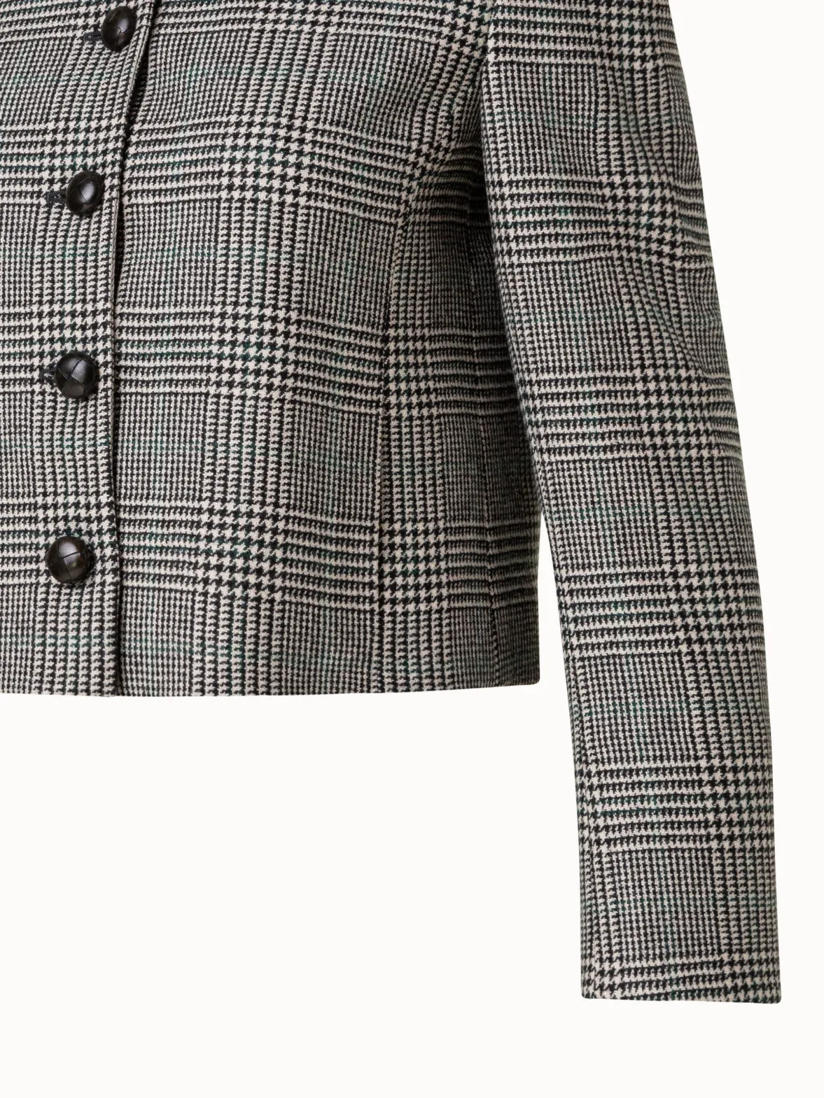 Cashmere Short Jacket with Prince of Wales Check