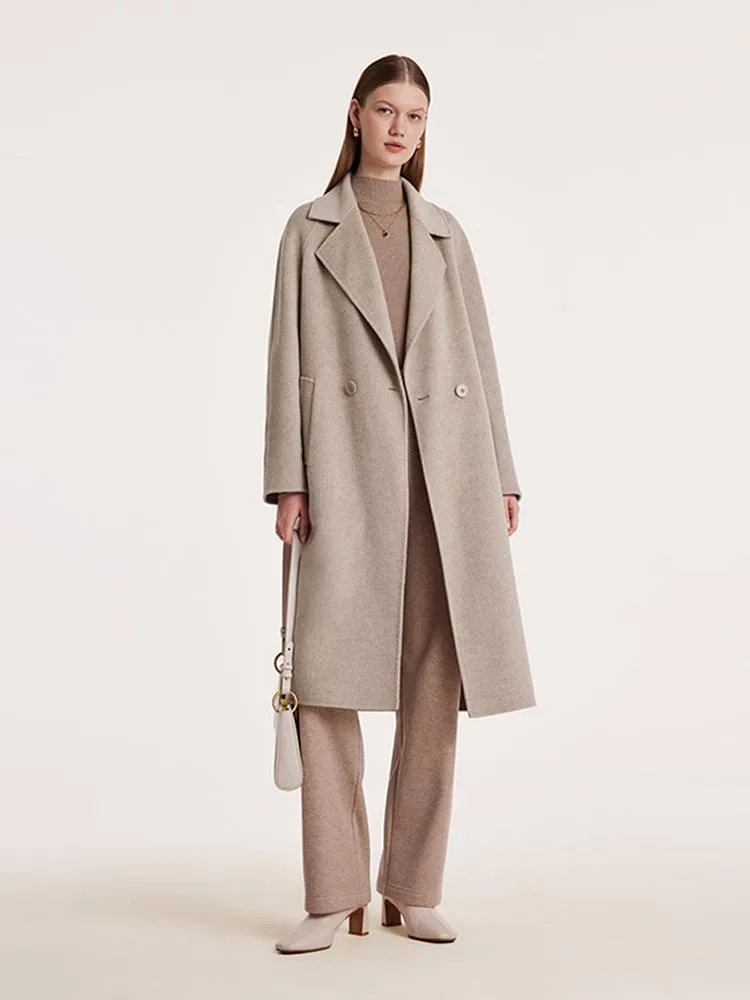 Cashmere Wool Notched Lapel Double-Faced Women Coat