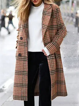 Checkered Maxi Woolen Coat