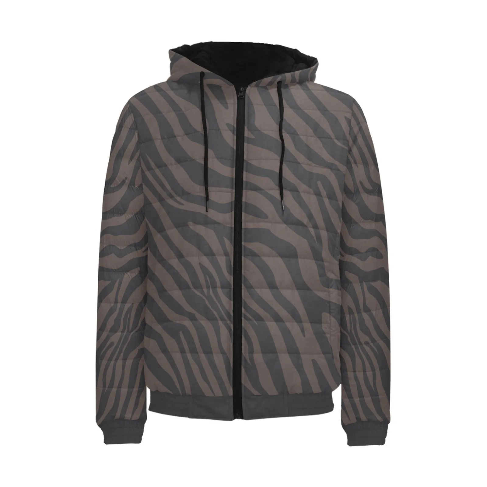 Chocolate Zebra Men's Hooded Puffer Jacket