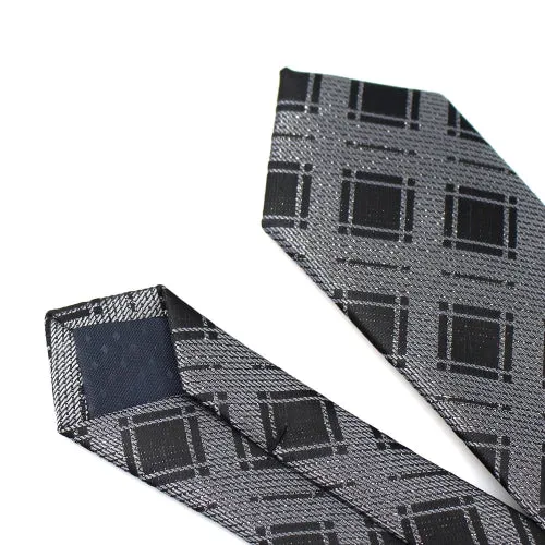 Classy Men Skinny Black & Silver Tie