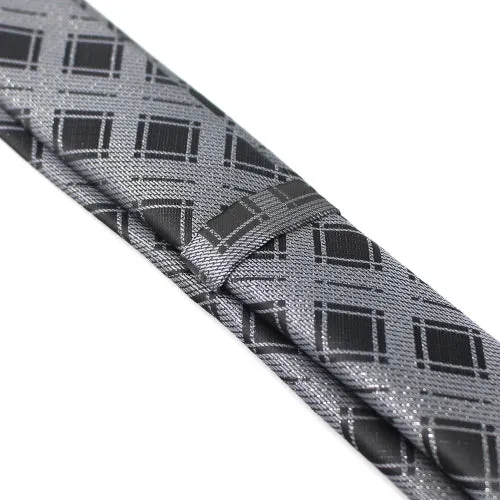 Classy Men Skinny Black & Silver Tie