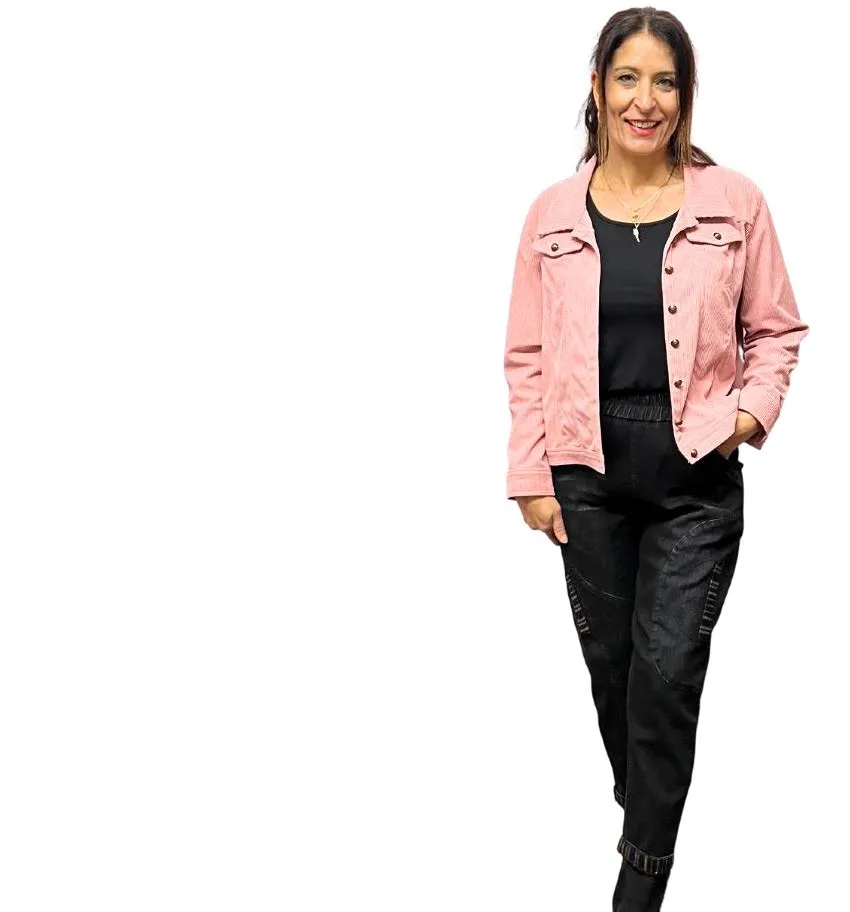 Cord Mid Crop Jacket - Pink