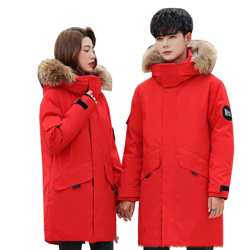 Couple Wear Down Jacket Men's And Women's Mid-length Youth Winter