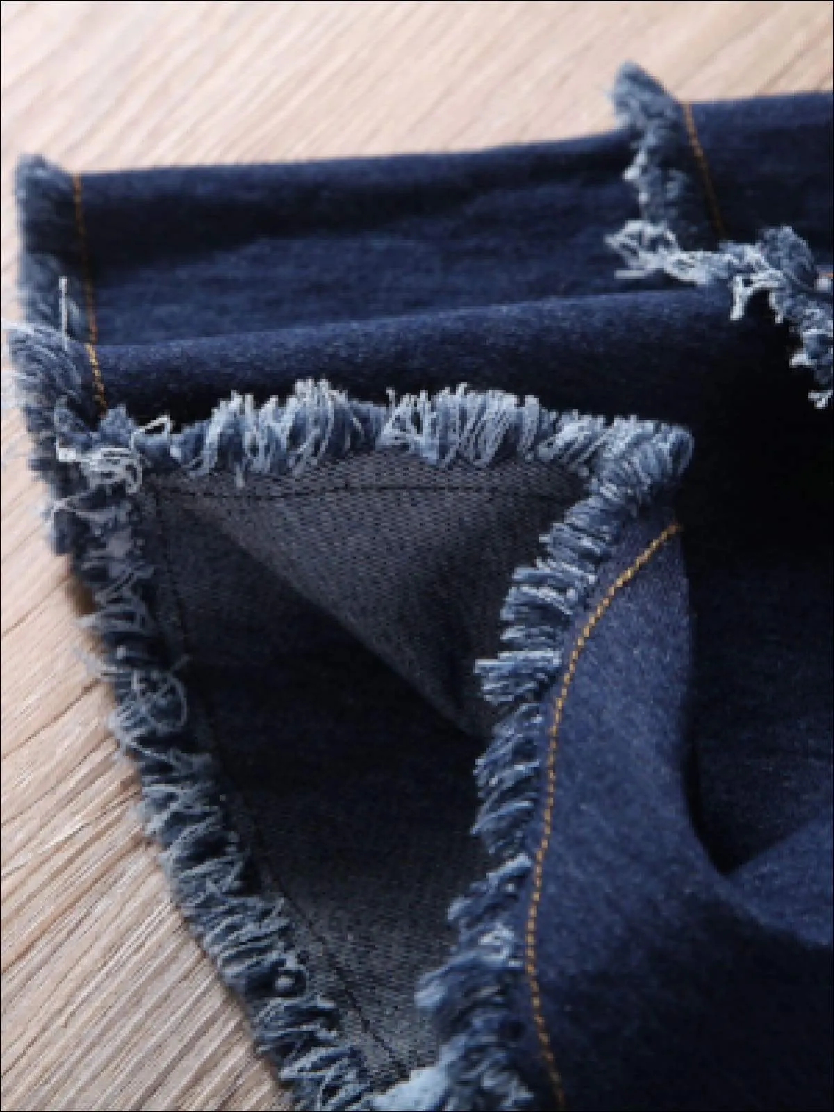 Dark Denim Frayed Bell Bottom Jeans