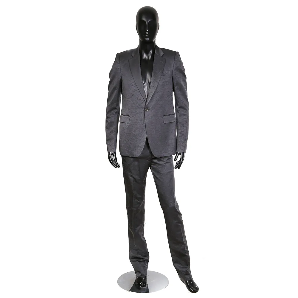 Dark Shadow Marbled Grey Silk Faille Suit