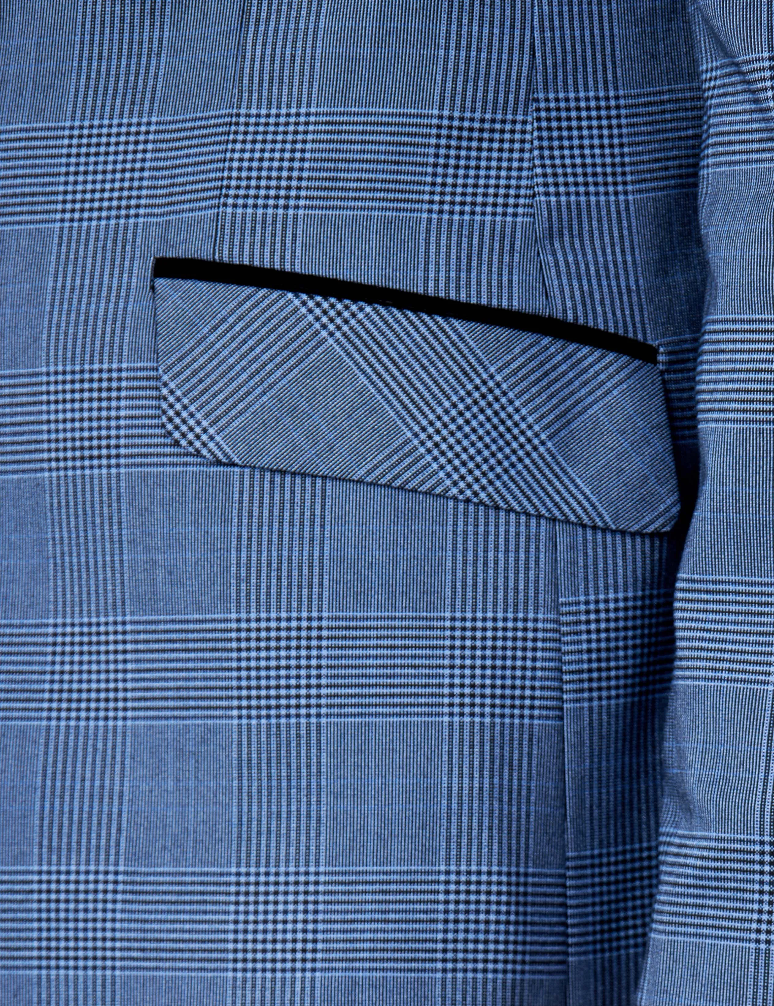 EKON - Blue Prince of Wales Check Suit 3 Piece Tailored Fit