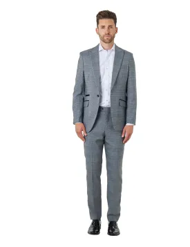 EKON - Grey Prince of Wales Check Suit Tailored Fit