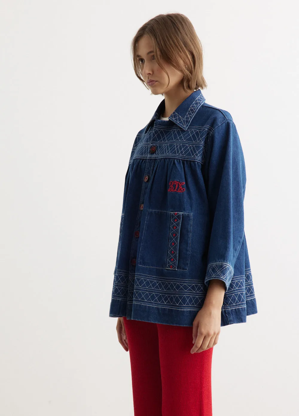 Embroidered Denim Quincy Jacket