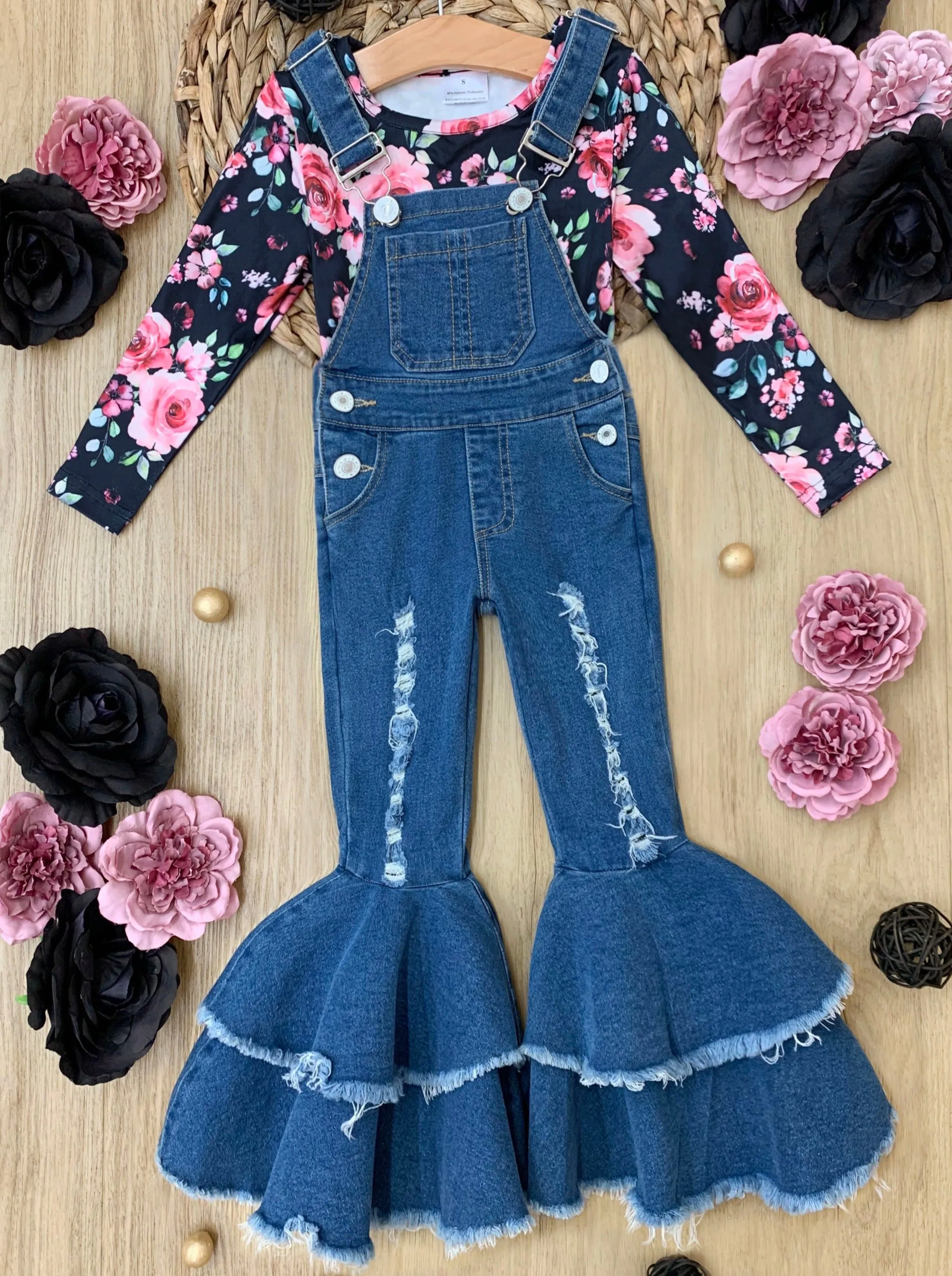 Fall Florals Flared Overall Set