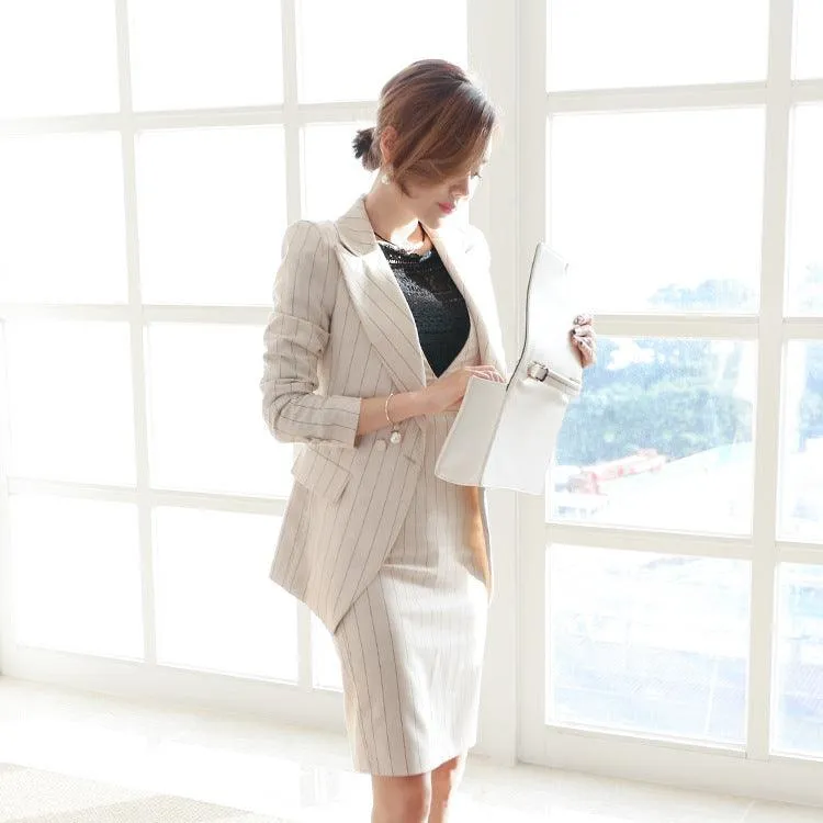 Fashion Socialite Suit Striped Suit Two-piece Set