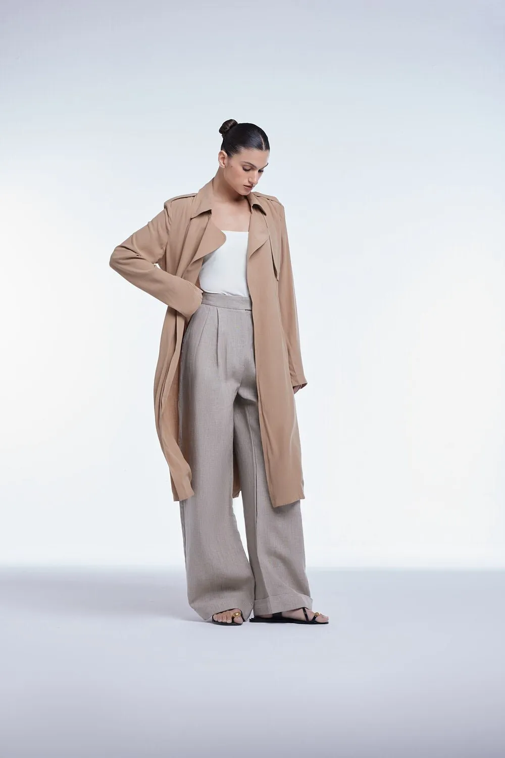 Flowy Lapel Trench Coat