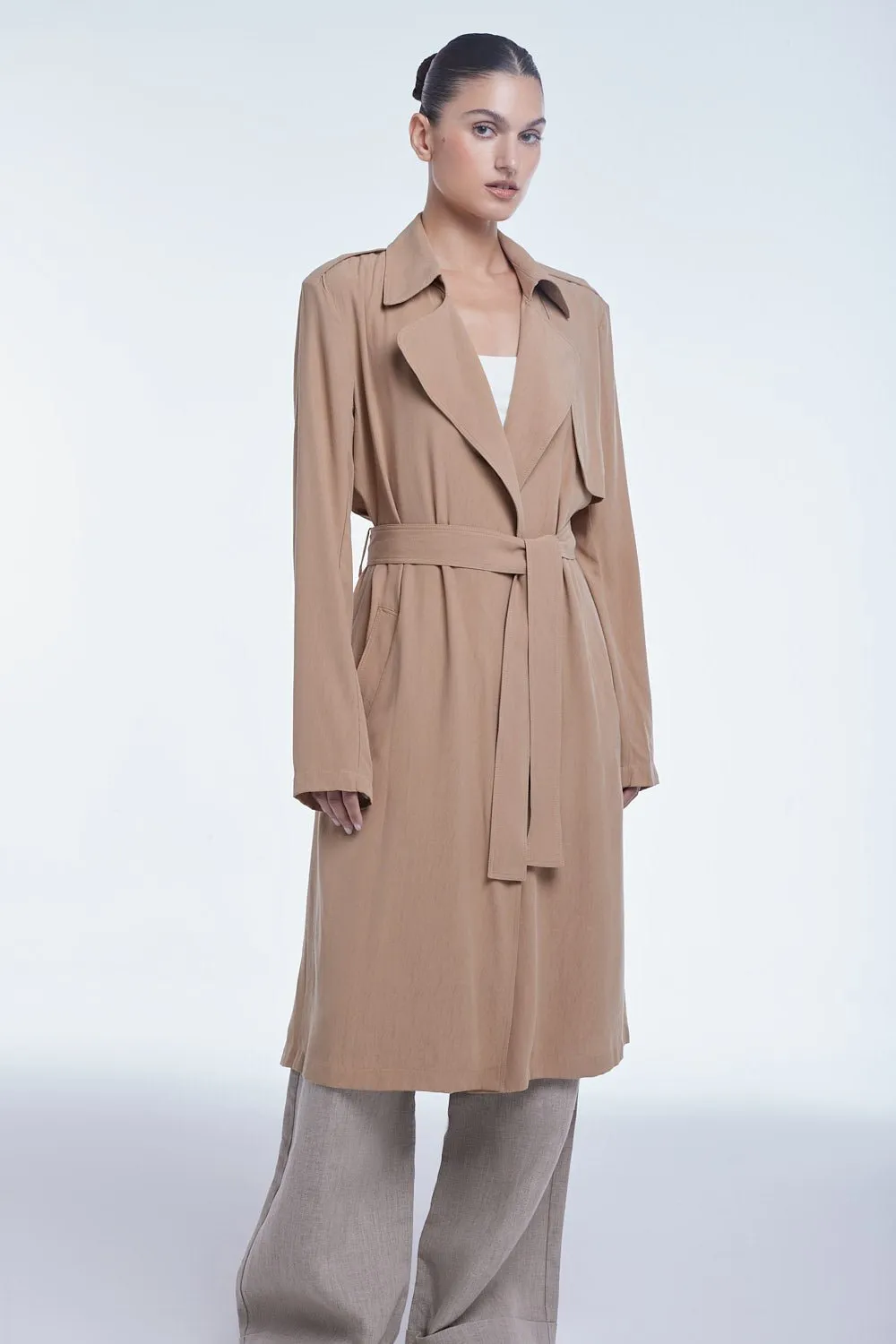 Flowy Lapel Trench Coat