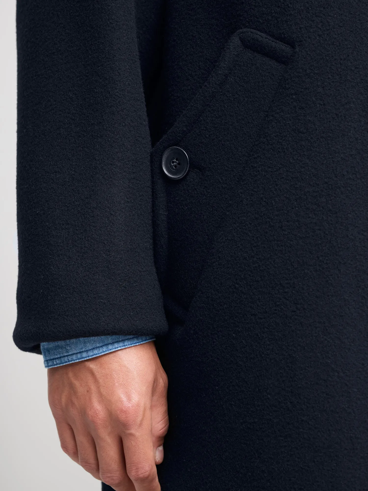 Heavy Duty Raglan Wool Coat, Navy