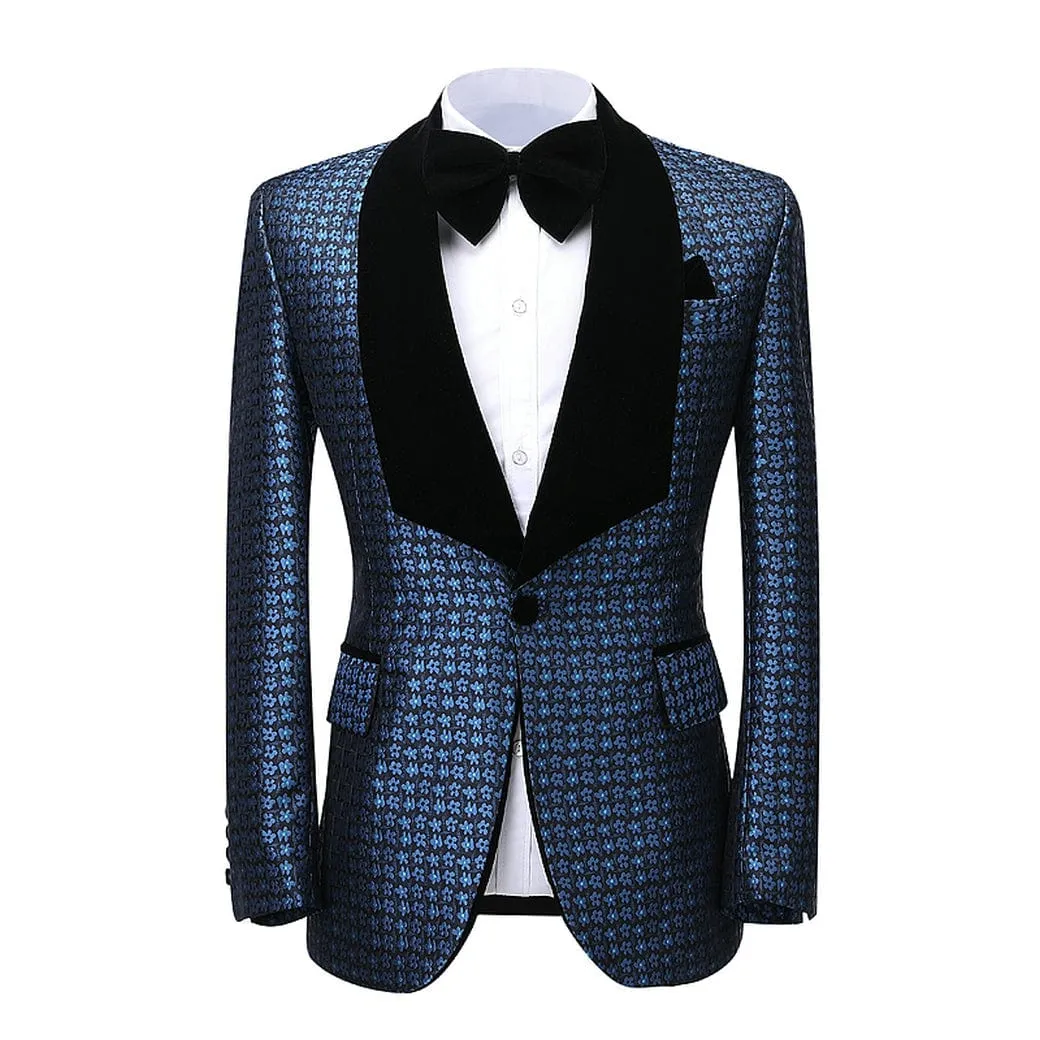 Houndstooth 2 Pieces Mens Suit Shawl Lapel Tuxedos (Blazer Pants)