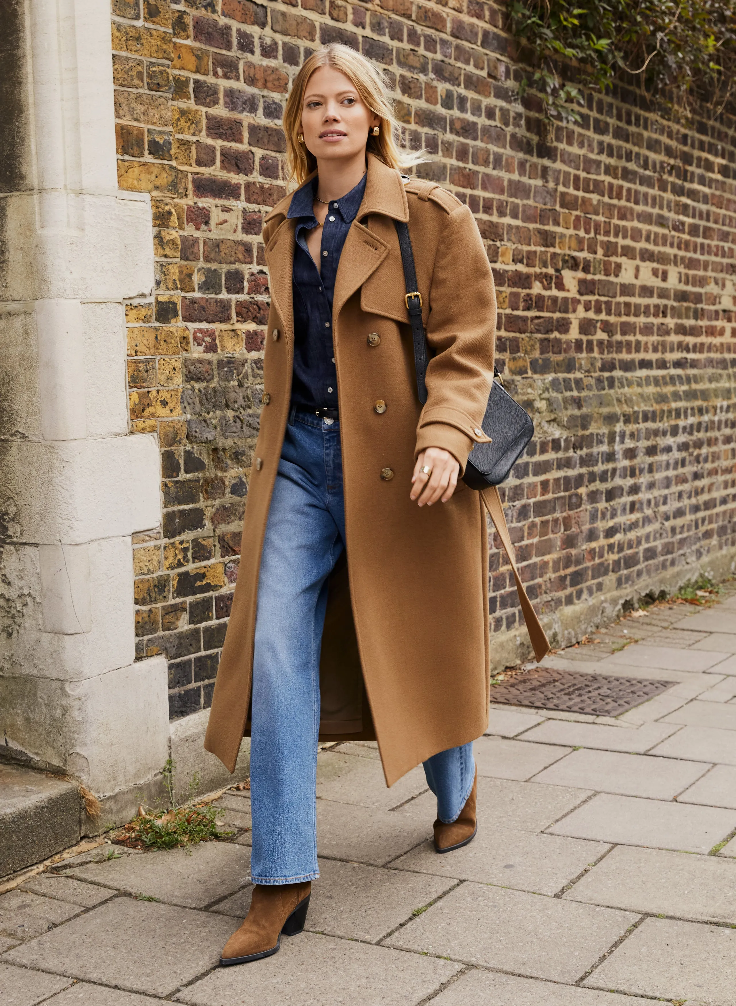 Ingrid Belted Wool Trench Coat