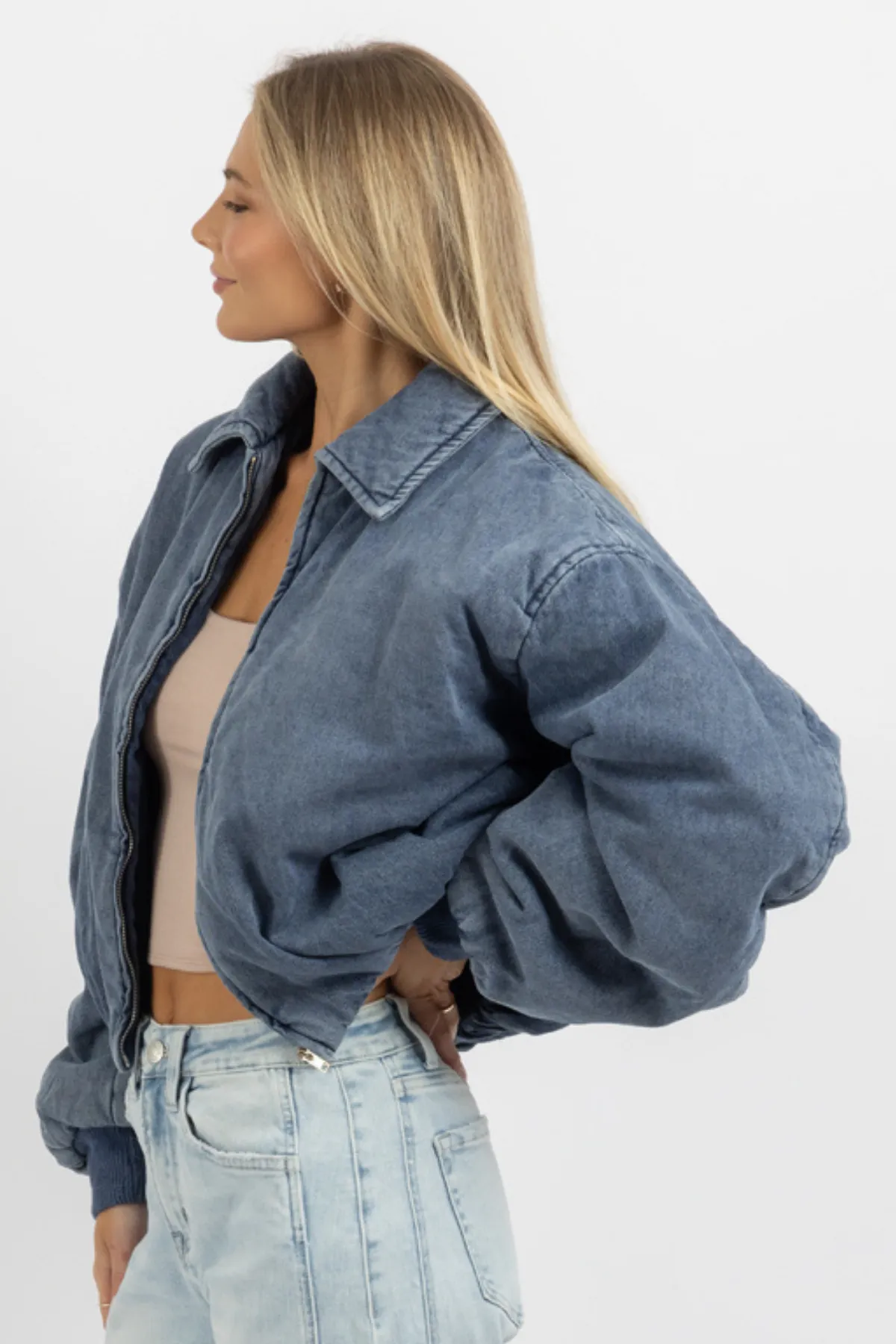 KARINA DENIM BOMBER JACKET