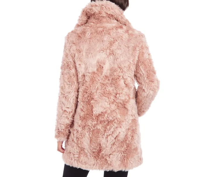 KENDALL   KYLIE Women's Faux Fur Reversable Mid-Length Jacket in Blush Pink