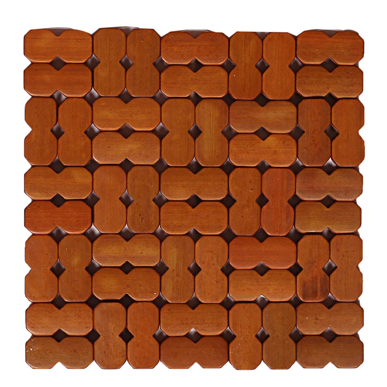 Kuber Industries Checkered Bamboo 6 Pieces Tea Coaster Set - Wooden (CTKTC01301), Standard