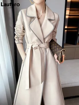 Lautaro Lovely Faux Leather Trench Coat