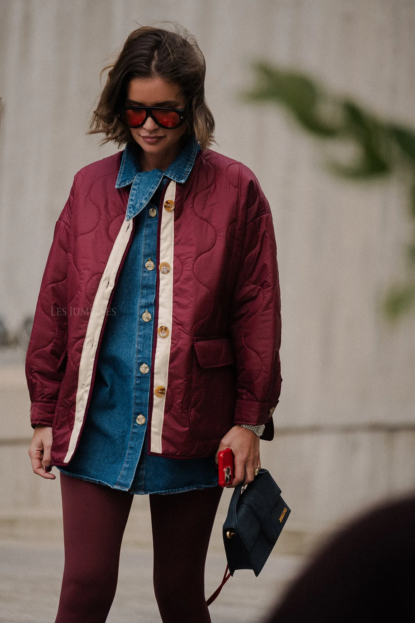 Leonie quilted jacket burgundy