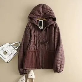 Lightweight Autumn Hooded Duck Down Jacket for Women