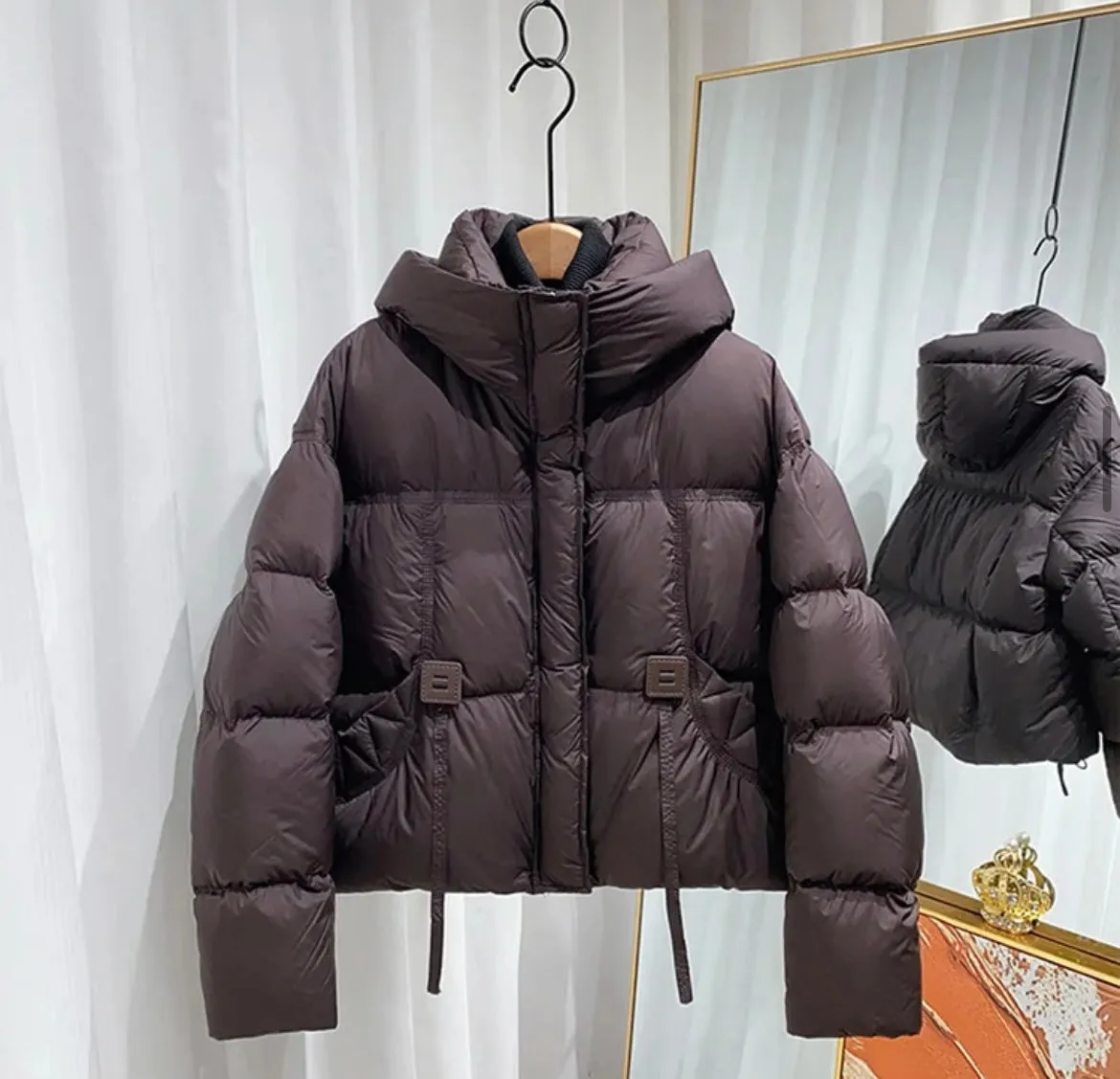 Luxurious Plus Size Women's Duck Down Hooded Jacket