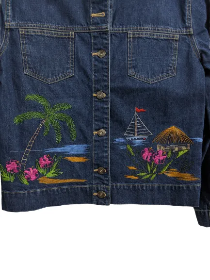 [M] Tropical Embroidered Denim Jacket