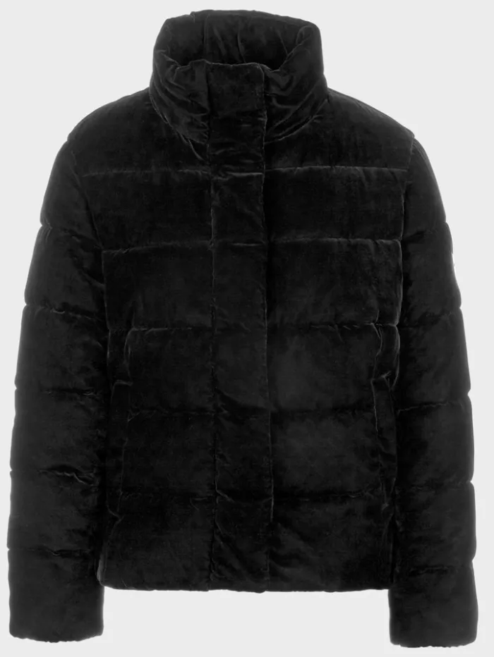 Marc Cain Collections Black Quilted Down Jacket In Soft Velvet VC 12.07 W86 COL 900