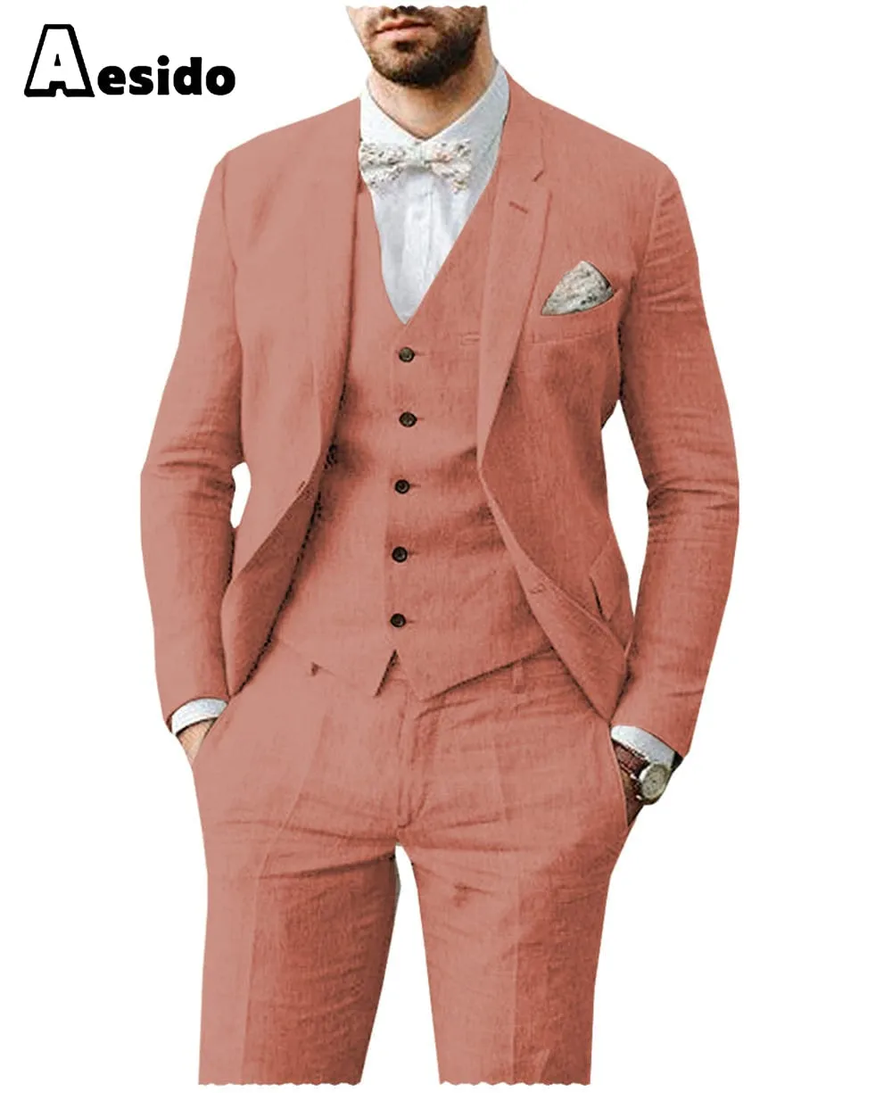 Men Suit 3 Pieces Notch Lapel Double button closure Jacket (Blazer Vest Pants)