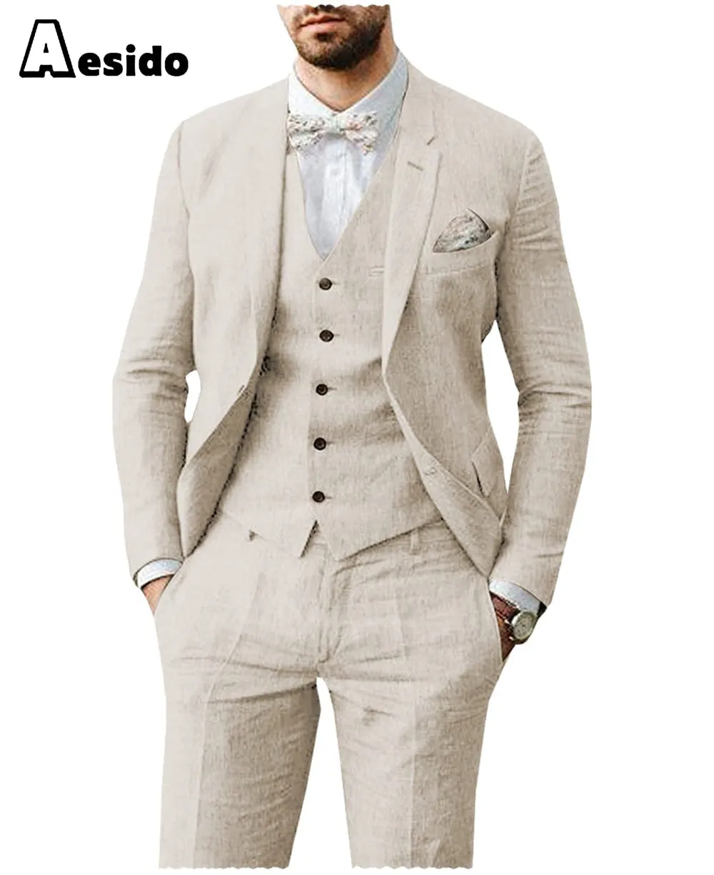 Men Suit 3 Pieces Notch Lapel Double button closure Jacket (Blazer Vest Pants)