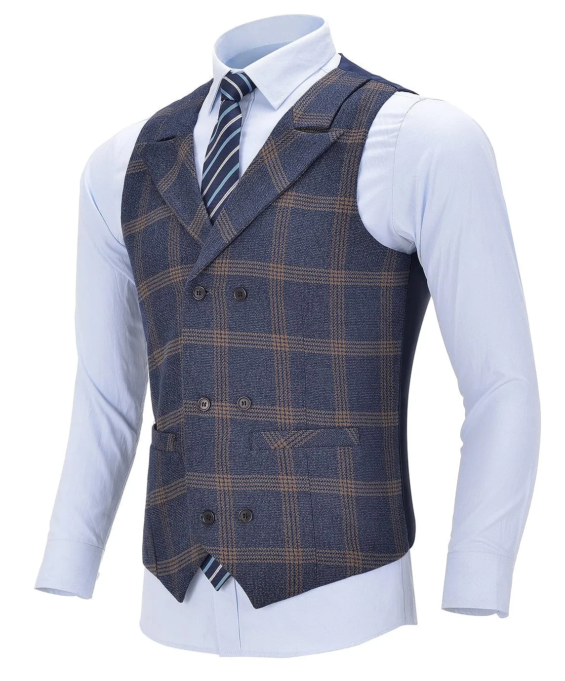 Men's 3 Pieces Notch Lapel Plaid Tuxedos (Blazer vest Pants)