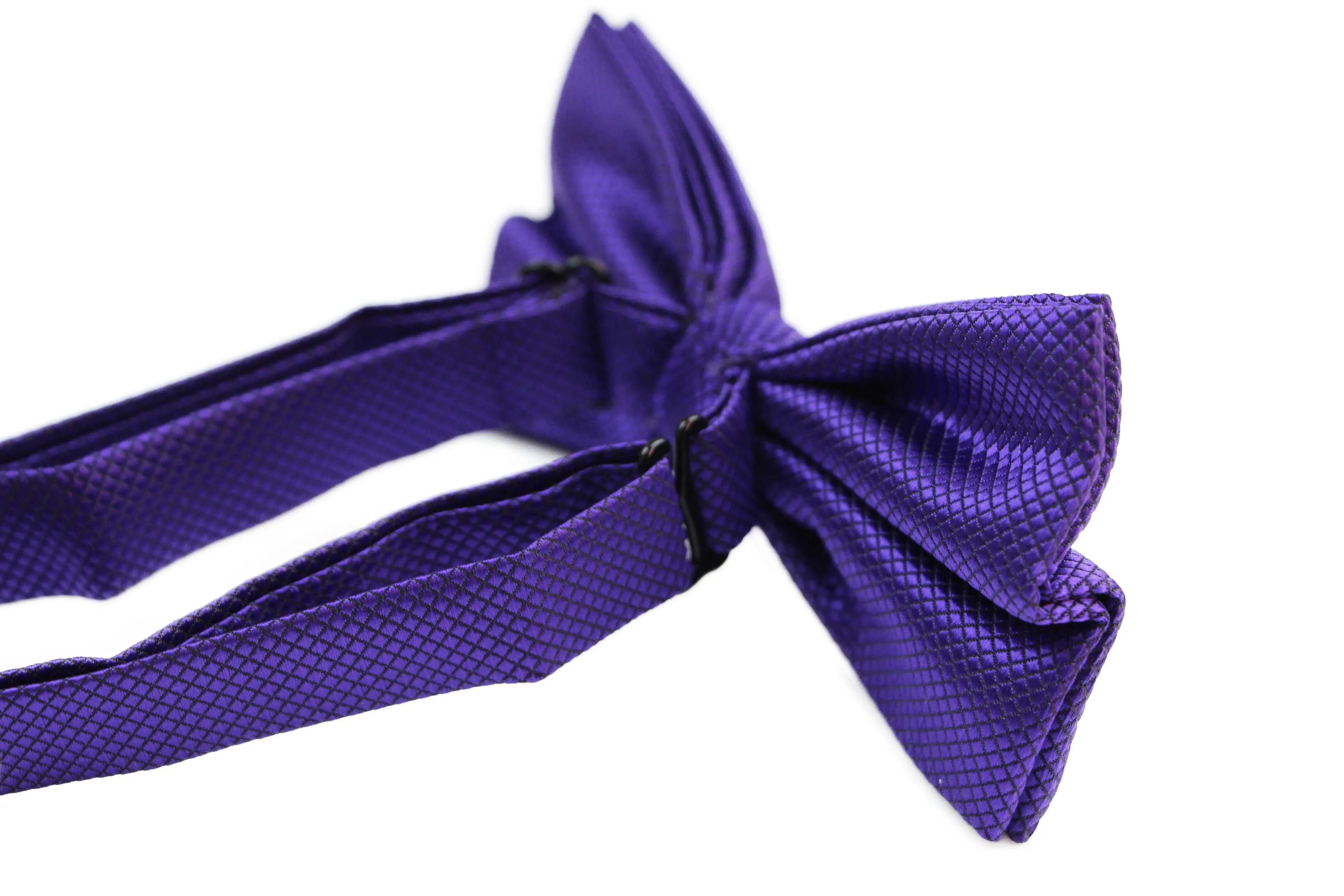 Mens Dark Purple Plain Coloured Checkered Bow Tie