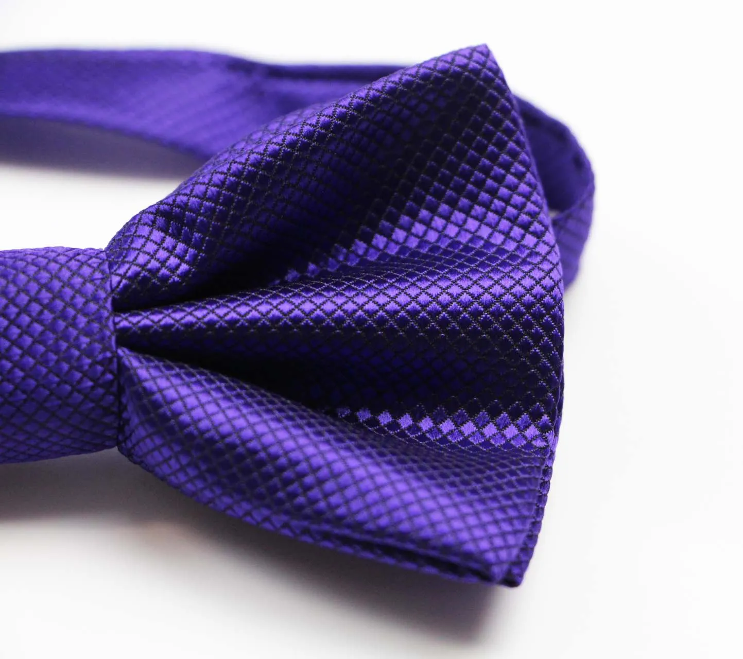 Mens Dark Purple Plain Coloured Checkered Bow Tie